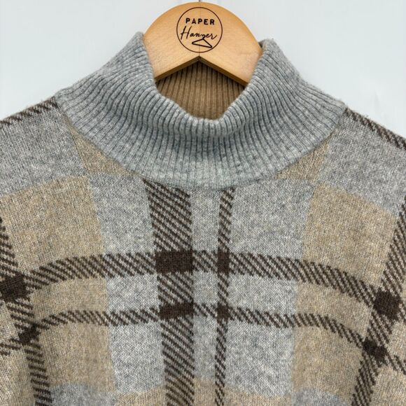 Note di Anita Plaid Poncho Sweater, One Size, Merino Wool Blend, Made in Italy - Picture 3 of 9